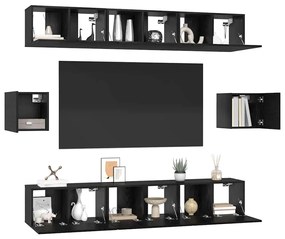 vidaXL Σετ επίπλου τηλεόρασης 8 pcs Μαύρη δρυς 60 x 30 x 30 cm