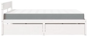 vidaXL Κρεβάτι με Συρτάρια+Στρώμα Λευκό 160x200 εκ. Μασίφ Ξύλο Πεύκου