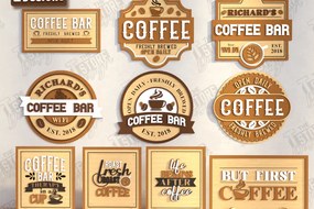 Σετ των 2 Intra απο ξύλο plywood 3mm-4mm πάχος - Coffee Bar Signs Laser Cut Bundle | CNC Δίασταση 30x20 cm INTRAFABR-123564042