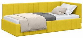 vidaXL Κρεβάτι Γωνίας με κεφαλάρι Κίτρινο 90 x 200 cm Βελούδο