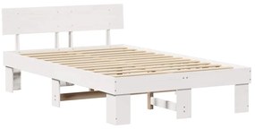 vidaXL Σκελετός Κρεβατιού Λευκό 135 x 190 cm Μασίφ ξύλο πεύκου