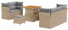 vidaXL Σετ Καναπέ Κήπου με μαξιλάρι 8 pcs μπεζ και ανοιχτό γκρι