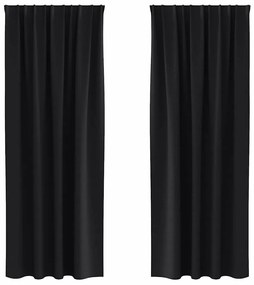 vidaXL Κουρτίνες με κουρτίνες 2 pcs Μαύρο 260x140εκ. Πολυεστέρας