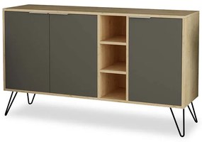 Μπουφές Clara pakoworld χρώμα light oak-ανθρακί 142x35.5x82εκ - 119-001063 - 119-001063