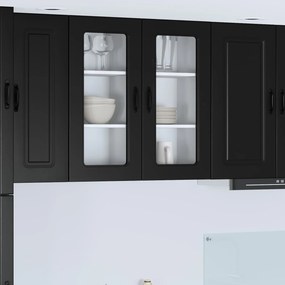 vidaXL Πάνελ πλυντηρίου πιάτων Kalmar 2 pcs Μαύρο Επεξεργασμένο Ξύλο