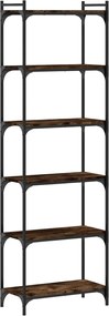 vidaXL Βιβλιοθήκη 6 Επιπέδων Καπνιστή Δρυς 60x30x188 εκ. Επεξεργ. Ξύλο