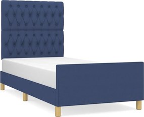 vidaXL Σκελετός Κρεβατιού Χωρίς Στρώμα Μπλε 90x200 εκ. Υφασμάτινο