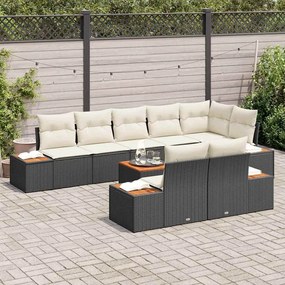 vidaXL Σετ Καναπέ Κήπου με μαξιλάρι 9 pcs Μαύρο Πολυ ράταν