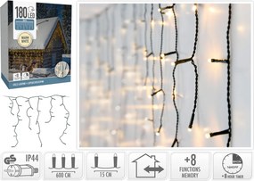 ΣΥΡΜΆΤΙΝΑ &amp; PVC ΛΑΜΠΆΚΙΑ LED ICICLE LIGHTS 180LED WW