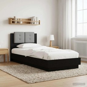 vidaXL Κρεβάτι με Κεφαλάρι Μαύρη Δρυς 80 x 200 cm Επεξεργασμένο Ξύλο