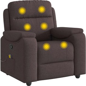 vidaXL Πολυθρόνα Μασάζ Ανακλινόμενη Σκούρο Καφέ Υφασμάτινη