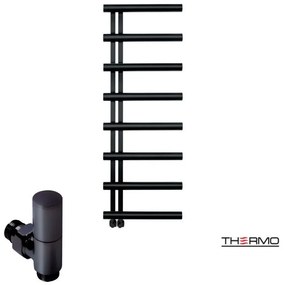 Thermo ACCENT Θερμαινόμενη πετσετοκρεμάστρα από ανοξείδωτο χάλυβα με υδραυλική λειτουργία 138x50cm Silk Black