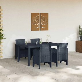 vidaXL Σέτ φαγητού για κήπο 5 pcs Ανθρακί Rattan Polt