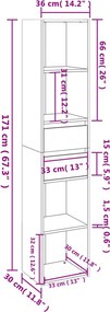 vidaXL Βιβλιοθήκη Χρώμα Sonoma Δρυς 36 x 30 x 171 εκ. από Επεξ. Ξύλο
