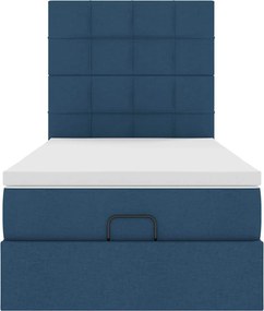 vidaXL Οθωμανικό κρεβάτι με στρώμα μπλε 100x200cm ύφασμα