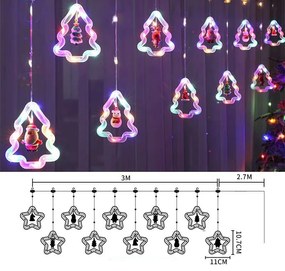 LED Χριστουγεννιάτικα φωτάκια κουρτίνα με φιγούρες RGB 3m 10L - Christmas deco lights curtain RGB