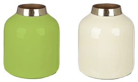 Βάζο "Roro" Μέταλλο Cream Πράσινο PU Pcs. Assorted H. 10 cm D. 85 cm-05161304