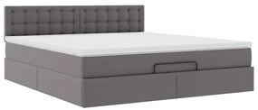 Οθωμανικό κρεβάτι με στρώματα &amp; LEDs Γκρι Faux Leather 3312170