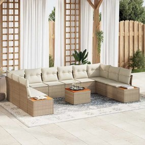vidaXL Σετ Καναπέ Κήπου 11 pcs μπεζ και κρεμ 344 x 209 x 85 εκ