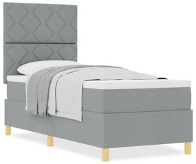 vidaXL Box Spring Bed με Στρώμα Ανοιχτό Γκρι 80x200 cm Ύφασμα
