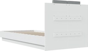 vidaXL Πλαίσιο Κρεβατιού με Κεφαλάρι Λευκό 100x200 εκ. Επεξ. Ξύλο