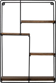 Ράφι Τοίχου Μαύρο / Καρυδιά LOTUS 60x15x40