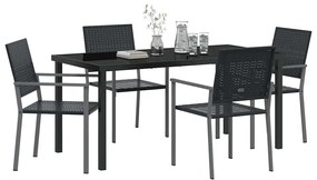 vidaXL Σέτ φαγητού για κήπο 5 pcs Μαύρο Πολυ ράταν