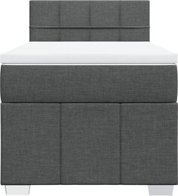 vidaXL Κρεβάτι Boxspring με Στρώμα Σκούρο Γκρι 100x200 εκ. Υφασμάτινο