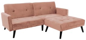 Καναπές γωνία-κρεβάτι με υποπόδιο Dream pakoworld σάπιο μήλο βελούδο 209x157x80εκ