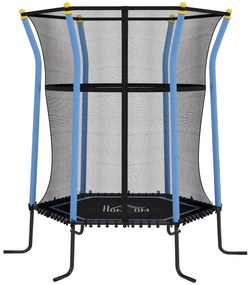 HOMCOM Τραμπολίνο για παιδιά, Ø163,5 εκ., με δίχτυ ασφαλείας, επενδυμένο, ατσάλι, αντοχή έως 50 kg, Μαύρο & Μπλε