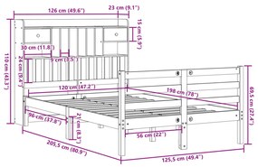 ΚΡΕΒΑΤΙ ΒΙΒΛΙΟΘΗΚΗ ΧΩΡΙΣ ΣΤΡΩΜΑ 120X200 ΕΚ ΜΑΣΙΦ ΞΥΛΟ ΠΕΥΚΟ 3321937