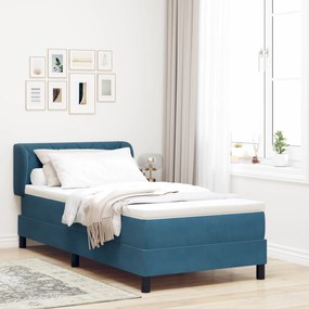 vidaXL Κρεβάτι Box Spring με Στρώμα Σκούρο Μπλε 90x190 εκ. Βελούδο
