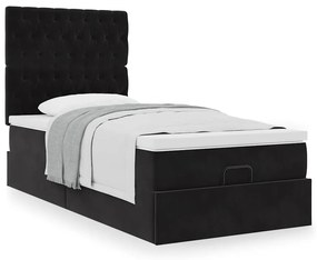vidaXL Οθωμανικό κρεβάτι με στρώματα Μαύρο 80x200cm Velvet