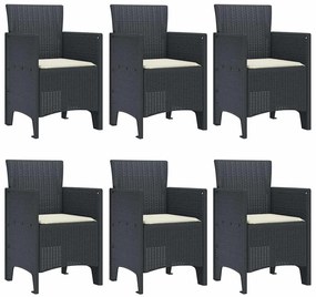 vidaXL Σέτ φαγητού για κήπο 7 pcs Ανθρακί Rattan Polt
