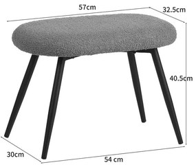 Πολυθρόνα Qarar με υποπόδιο μπουκλέ ύφασμα σε μέντα απόχρωση με μαύρα μεταλλικά πόδια 67.5x67.5x106εκ 67.5x67.5x106 εκ.