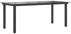 vidaXL Τραπέζι Κήπου Μαύρο 190 x 90 x 74 εκ. από Αλουμίνιο / Γυαλί