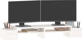vidaXL Βάση Οθόνης Λευκή 100x27,5x15 εκ. από Μασίφ Ξύλο Πεύκου