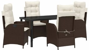 vidaXL Σέτ φαγητού για κήπο 5 pcs Καφέ συνθετικό ρατάν
