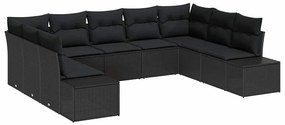 vidaXL Σετ Καναπέ Κήπου 9 pcs Μαύρο 289 x 209 x 85 εκ Πολυ ράταν