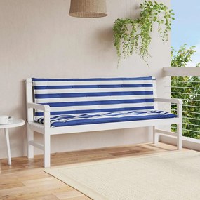 vidaXL Μαξιλάρια Πάγκου 2 τεμ. Μπλε &amp; Λευκό Ριγέ 150x50x7εκ Υφασμάτινα