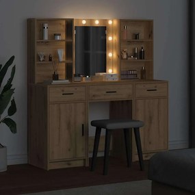 vidaXL Σετ Τραπέζι Ντυσίματος με LED 3 τμχ. Artisan Oak