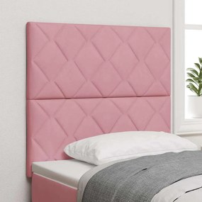 vidaXL LED Κεφαλάρι με φώτα λωρίδας LED Geometric Ροζ 100 cm Βελούδο