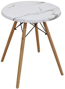 Τραπέζι Randy Marble Carraca 08.0011.1 Φ60x69cm White Werzalit,Wood