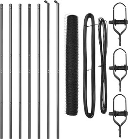 vidaXL Στύλος Περιφράξεων Γκρι 10 x 1 μ (36 mm πλέγμα) Χάλυβας και PVC