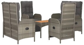 vidaXL Σετ Τραπεζαρίας Κήπου 5 τεμ. Γκρι Συνθ. Ρατάν με Μαξιλάρια