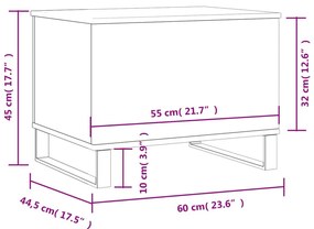 Τραπεζάκι Σαλονιού Καπνιστή Δρυς 60x44,5x45 εκ. Επεξ. Ξύλο - Καφέ