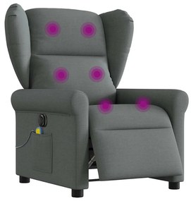 Πολυθρόνα Μασάζ Ανακλινόμενη Ηλεκτρική Σκούρο Γκρι Υφασμάτινη