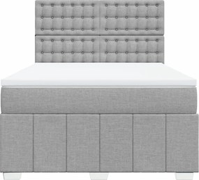 vidaXL Κρεβάτι Boxspring με Στρώμα Ανοιχτό Γκρι 140x190 εκ. Υφασμάτινο