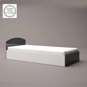 Κρεβάτι μονό Time 3 με αποθηκευτικό χώρο 94x65x204cm &amp; στρώμα 90x22x200cm Άσπρο γυαλιστερό / Ανθρακί γυαλιστερό -GRA088