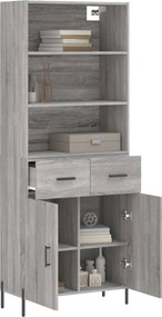 vidaXL Ντουλάπι Γκρι Sonoma 69,5 x 34 x 180 εκ. Επεξεργασμένο Ξύλο